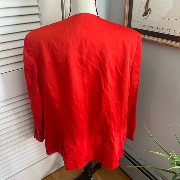 GIOVANNA Jacket Womens  20W Orange Coral Linen Embroidered Special Occasion - Picture 4 of 14